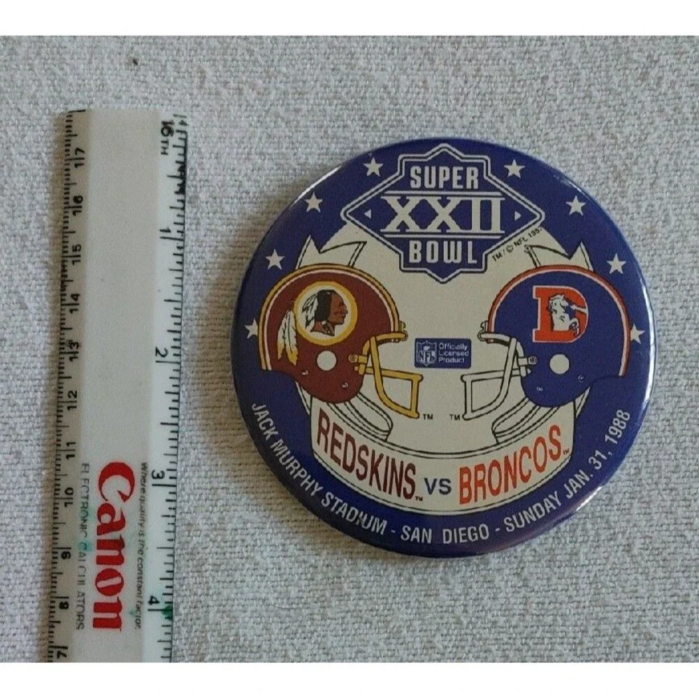 Denver Broncos Vs Washington Redskins Super Bowl XXII 2 Button Pin Lot NFL